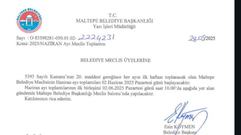MALTEPE BELEDIYE MECLİSİ HAZIRAN TOPLANTILARI BAŞLIYOR