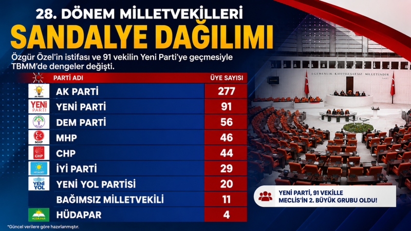 TBMM'de siyasi dengeler değişti! Yeni Parti 91 vekille Meclis'in ikinci büyük grubu oldu