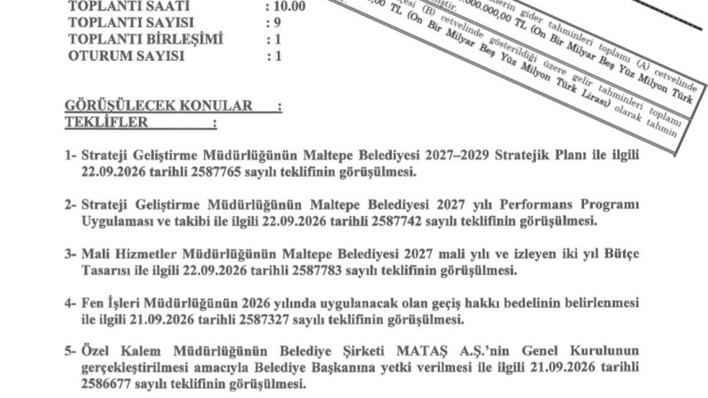 Maltepe Belediye meclisi bütçeyı görüşecek
